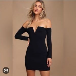 Lulu's off the shoulders black dress.